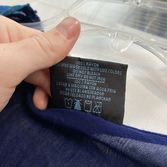 Ocean Breeze Women's Blue Boho Beachy Embroidered Dress Size S Cover Up Flowy - Picture 6 of 10